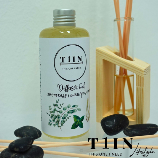 T1IN: 250mL Lemongrass Eucalyptus Mint Diffuser Oil w Reed Diffusers